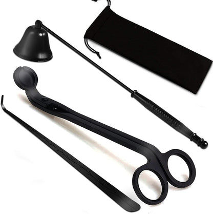 3 in 1 Candle Accessory Set, Candle Wick Trimmer Cutter, Candle Snuffer & Candle Wick Dipper for Candle Aromatherapy Lover Gift, Stainless Steel Candle Care Kit (Black)