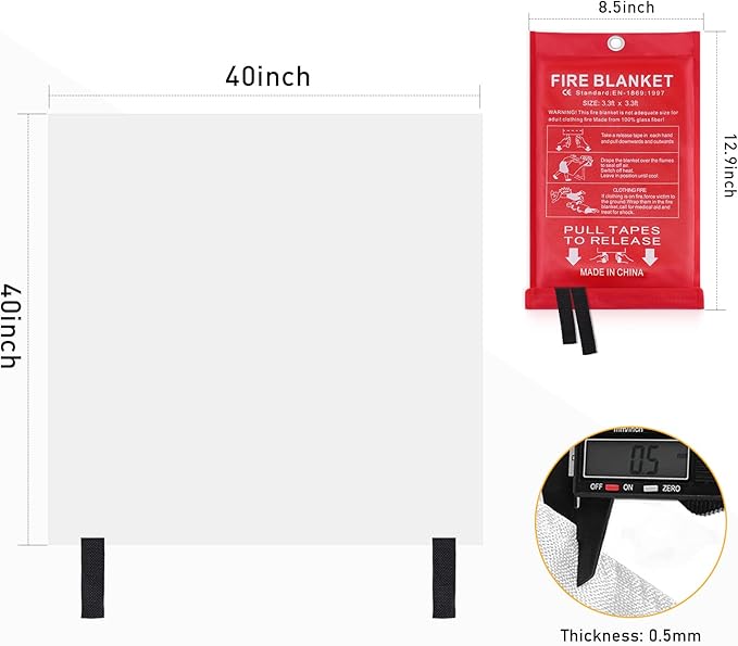 Mondoshop Fire Blanket for Home Kitchen Camping 12 Pack Emergency Fire Blanket Fire Resistant Blanket for Grill, Car, Office, Warehouse, School, Picnic, Garages, Workshops