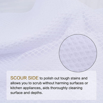 SINLAND Wholesale Microfiber Dish Cloth Best Kitchen Cloths Cleaning Cloths with Poly Scour Side 12Inchx12Inch 10 Pack White