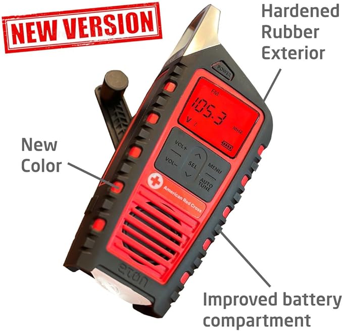 Eton Odyssey Adventure Hand Crank NOAA Weather Radio, All Band Emergency Radio, AM/FM Shortwave Storm, Bluetooth, Phone Charger, RDS, Solar, Multi-Function Flashlight, Camping, Hiking