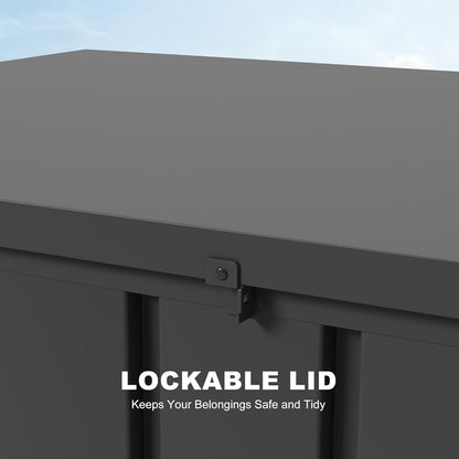 PURPLE LEAF Outdoor Deck Box 150 Gallon Waterproof Lockable Storage Box Container with Lid Deck Organization for Patio Cushions Side Table Pool Accessories Garden Tools, Gray