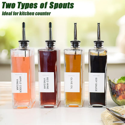 Olive Oil Dispenser for Kitchen, Cooking Oil Container 16.9 oz, Olive Oil Bottles, Soy Sauce Dispenser, Coffee Syrup Bottles (16.9oz, Set of 2)