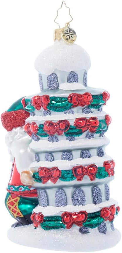 Christopher Radko Hand-Crafted European Glass Christmas Tree Decorative Ornament, Santa's Pisa Pose