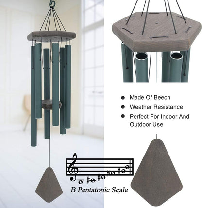 Large Wind Chimes for Outside, 30" Aluminium Wind Chime with Wind Catcher, Outdoor Garden Patio Decoration Windchimes, Classic Zen Gift for Men and Women Green