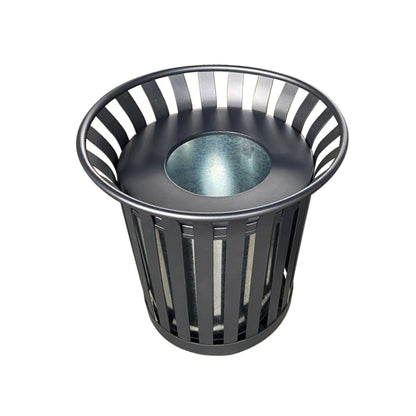 Outdoor Metal Slatted Trash Receptacle,Waste Receptacle，Commercial Trash Cans,Zone Round Garbage Bin,Square Hotel Street Patio Indoor Metal Stan (Large - Black)