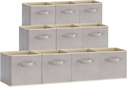 Lifewit 13 Inch Storage Cubes, 10 Packs Cube Storage Bins, Foldable Fabric Bins, Multi-color Organizers Decorative Organizing Baskets for Shelves for Closet, Utility Room, Storage Room, Light Gray