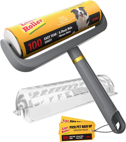 Large Surface Lint Roller, 6.3" Extra Sticky Rollers for Pet Hair, Ginat Dog Cat Hair Remover for Clothes Furniture Cleaning, 100 Sheet