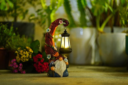 Gnome Garden Decor Statue Solar Gnomes Decorations for Yard with Lantern Light Outdoor Decorations for Patio Mom Gift