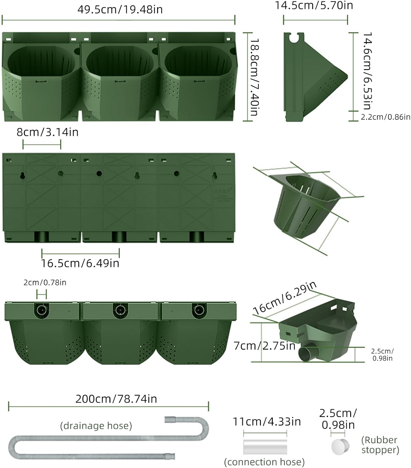 Self Watering Wall Mounted Vertical Planter, 36 Pots Wall Planter Indoor Vertical Living Green Plant Wall Easy Installation (Green with Timing System)