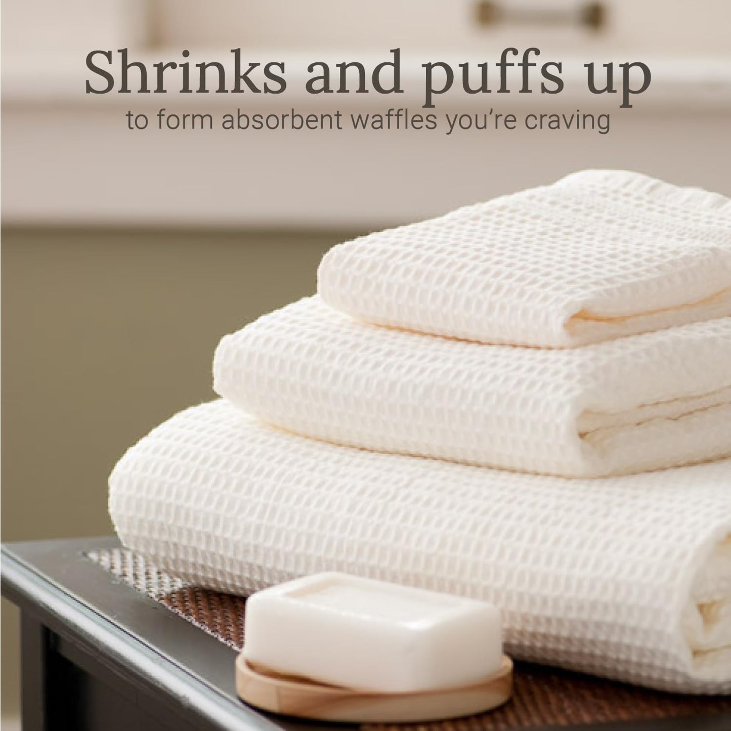 GILDEN TREE Waffle Towels for Bathroom, 100% Cotton Quick Dry Towel, Waffle Bath Towels Large, Absorbent Lightweight Travel Towel, Bath Towels Set of 2, Classic Style (Cream)