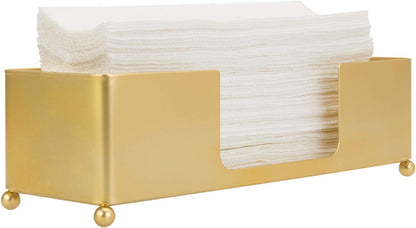 MyGift Gold Paper Towel Holder, Toilet Paper Towel Dispenser for Bathroom, C fold Paper Towel Holder Countertop for Commercial & Home Use, Modern Brass Finish Metal