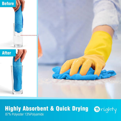 Orighty Cleaning Cloths Bulk, 150 Pack Shop Rags Reusable, Multi-Purpose Shop Towels for Cars, Microfiber Cleaning Rags for Automotive, Mechanic, Kitchen, Lint Free Towels 11.5’’ x 11.5’’, Blue