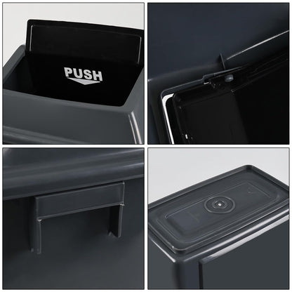 4 Packs 13 Gallon Commercial Heavy-Duty Trash/Garbage Can, Swing Lid Waste Container for Home/Garage/Kitchen/Outdoor/Driveway