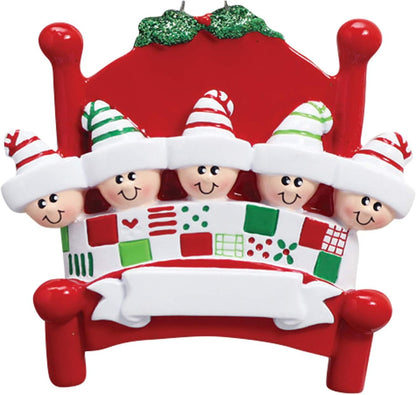 Bedtime Family of 5 Ornament 2025 Personalized Family Christmas Ornaments 2025 | Tucked in Together Holiday Keepsake Personalized Tree Ornaments for Grandchildren Siblings & Grandkids of Five Ornament