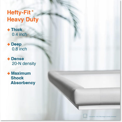 Roving Cove HeftyFit Corner Protector for Baby (8 Large Corners), Heavy-Duty Soft Rubber Foam Furniture Corner Bumper Guards, 3M Adhesive Pre-Taped, Oyster White (Off White)