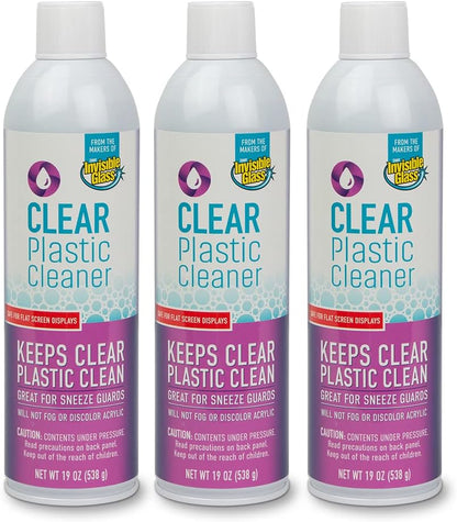 Invisible Glass 91014-3PK 19-Ounce Screen and Plastic Cleaner Protectant and Polish Anti-Fog and Anti-Static for Plastic Surfaces Touchscreens, Plastic Shields and Guards, Electronics, Pack of 3 , white