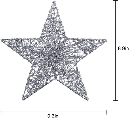 Christmas Tree Topper, hogardeck Sliver 5-Pointed Star Tree Topper for Christmas Decor, Tree Toppers for Christmas Tree Decorations for Indoor Home