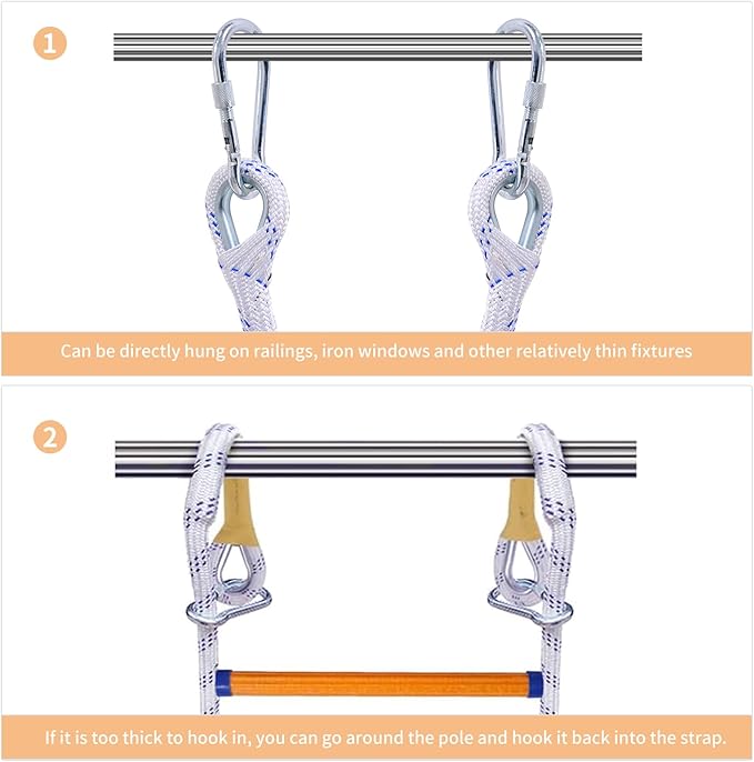 Emergency Fire Escape Ladder - 16.4FT Rope, Flame Resistant Safety Extension Ladder with 2 Hooks, Fast to Deploy Sturdy and Strong Portable and Reusable 2 Story,Weight Capacity up to 2000 LB