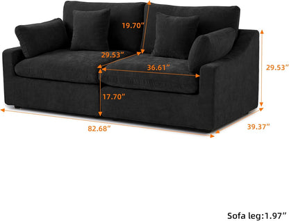 JACH Sectional Couches for Living Room, Cloud Sectional Couch with Deep Seat, Down Filled Modular Sofa, Covers Removeable & Washable, Love Seat Sofas Furniture for Living Room, Black