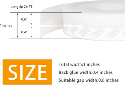 Door Weather Stripping Doors Seal Strip, 26 FT Silicone Sealing Tape for Door Draft Stopper Adhesive for Doors, Windows and Shower Glass Gaps(Transparent, 25mm)
