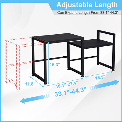 44.3 Inches Expandable Metal Storage Shelves,150LBS Heavy Duty Shelving Units and Storage For Appliance,Adjustable Utility Organization and Storage Shelf Rack For Kitchen Cabinet Closet Garage Pantry