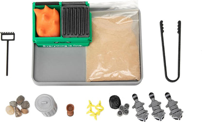 Stylor Dumpster Fire Zen Garden Desk Decor - Miniature Sandbox with Raccoon & Flames, Humorous Office Stress Relief Gift, Includes Stones, Sand & Accessories