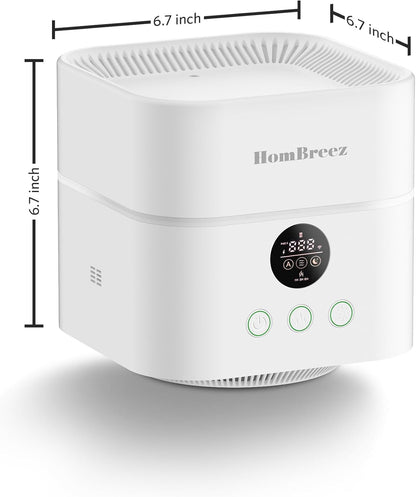 Air Purifier and Humidifier Combo for Bedroom, Covers Up to 200ft², H13 True HEPA Filter, 500ML Water Tank, Quiet Cool Mist Top Fill Essential Oil Diffuser for Baby, Pet Room, White
