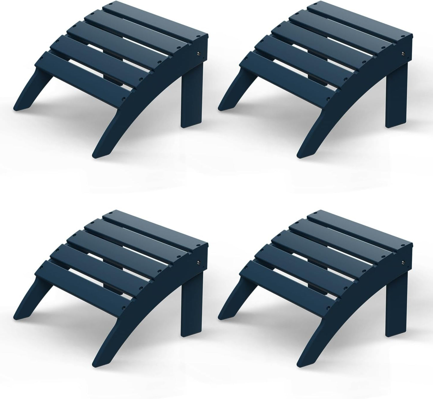 GREENVINES Adirondack-Ottoman | Set of 4 | HDPE Plastic | Outdoor Footrest | All Weather | Foot Rest | Foot Stool | Blue | for Adirondack Chair | for Patio Backyard Pool