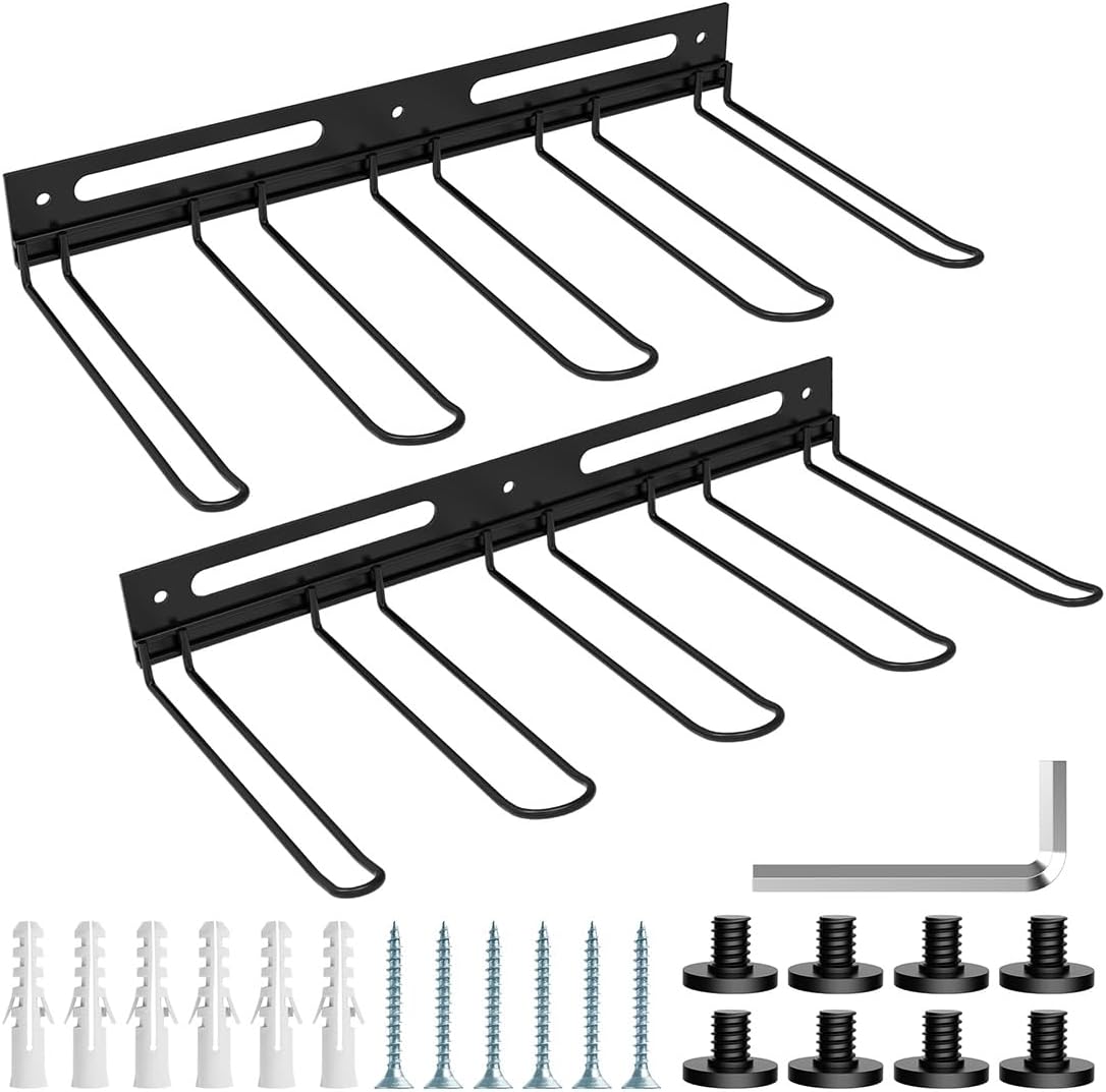 Garage Wall-Mounted Rack, Tool Storage Rack, Garden Tool Rack, Hanging Storage Rack for Yard Tools, Anti-Rust - Easy Installation (2-Pack)