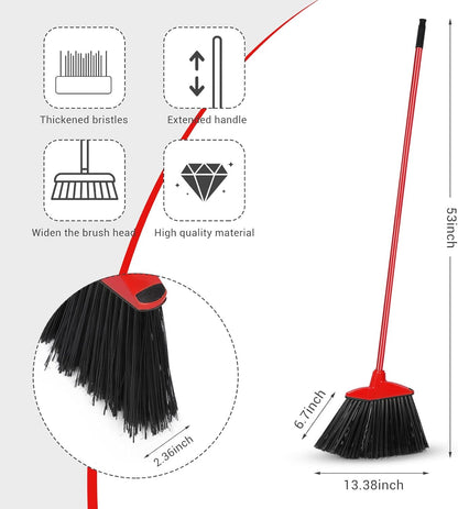 WILLBOND 20 Pcs Heavy Duty Broom Outdoor Indoor Commercial Angle Brooms Bulk for Courtyard Garage Lobby Mall Market Floor Home Kitchen Room Office Pet Hair Rubbish 54 Inch (Red)