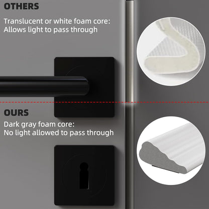 118" Wedge Weather Stripping Door Seal Strip for Door Frame & Window,Self Adhesive Window Insulation Draft Stopper Seal for Winter,Gray Foam Door Gap Filler for Soundproofing Light Blocker,Black