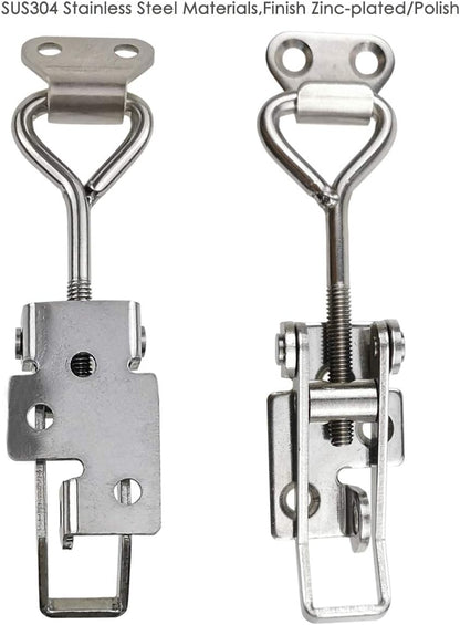 Adjustable Latch Buckle Cabinet Boxes Lever Handle Toggle Catch Latch Lock,Silver,Adjustable Range:97-123mm,2 Pcs