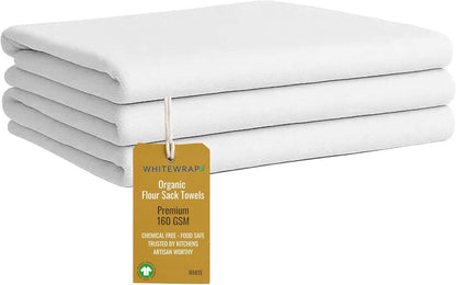 Flour Sack Towels| Tea Towel for Crafts| Kitchen Dish Cotton Blank Towel for Embroidery|Baking Bread Proofing Linen Cover| Thick Absorbent Quick Dry| 3 Pack 28"x28" White