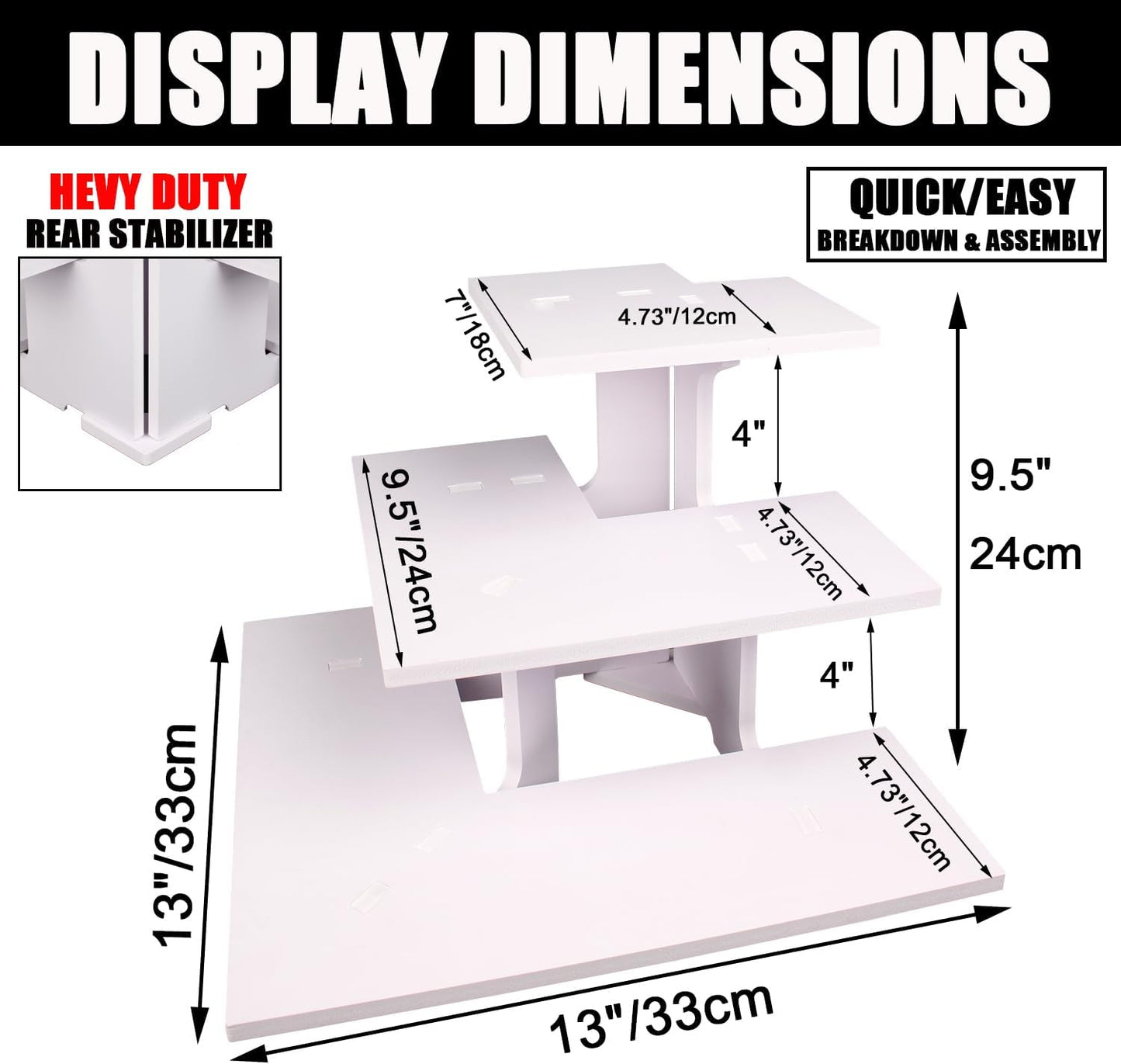 WANLIAN 3-Tier Corner Retail Table Display Stand, Portable Display Rack Shelves for Vendors, Craft Shows, Farmers Market, Pop Up Shop Countertop White Risers for Display, Soap, Candles, Tumblers