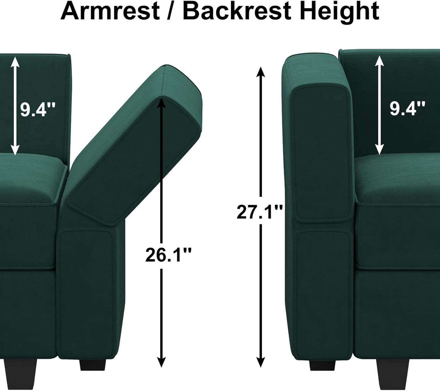 Belffin Modular Sectional Sofa with Storage Seat Oversized U Shaped Couch with Reversible Chaise Velvet Sofa Set with Ottoman Green