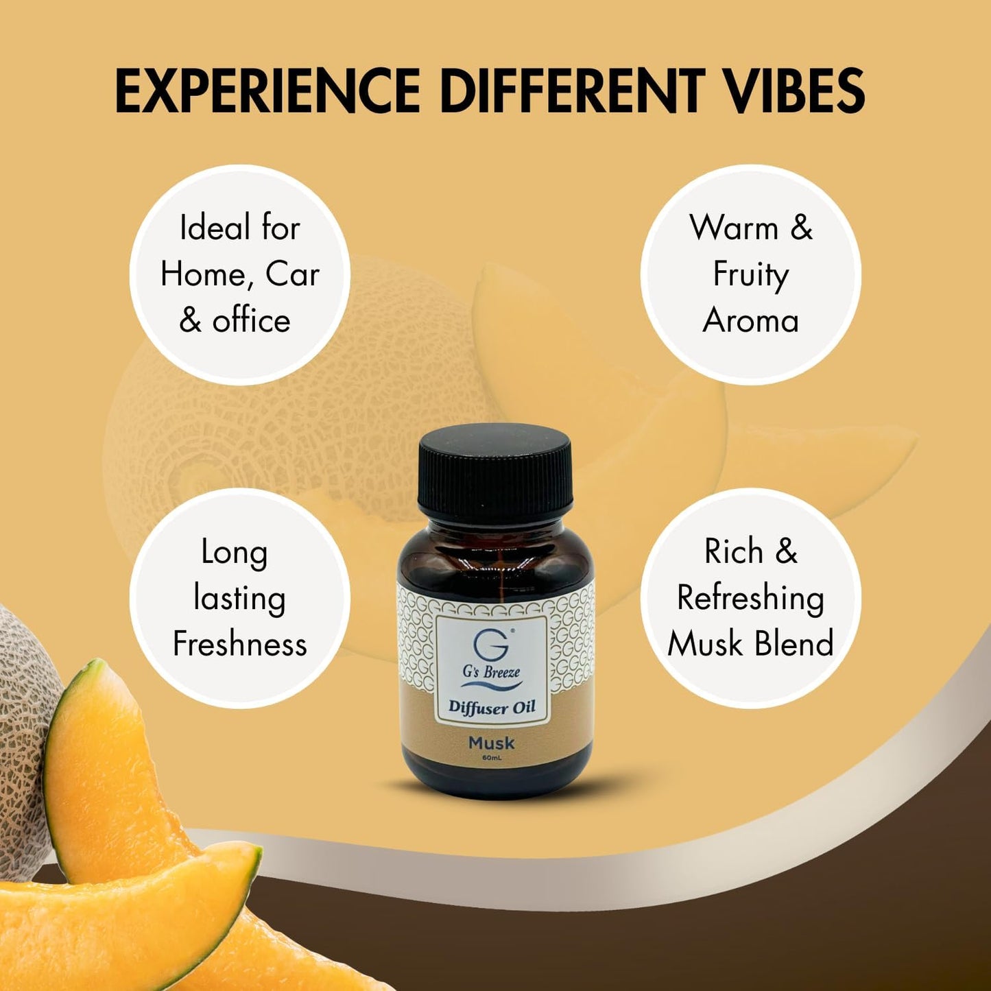 G’s Breeze Musk Diffuser Oil Refill – Warm, Rich & Soothing Musk Scent – Ideal for Bedrooms, Living Rooms, Offices & More – Elevate Your Space with a Timeless Aroma – 60 ML