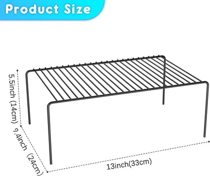 Medium(13 x 9.4 inch)Black Cabinet Storage Shelf Rack Set of 6, Rustproof Metal Wire Kitchen Counter Organizers and Storage, Spice Organization for Cabinet, Plate, Dish, Pantry, Bathroom, Fridge