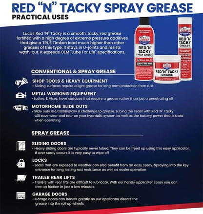 Lucas Oil 10005 Red N Tacky Grease - 14 Ounce Cartridge (Pack of 10)
