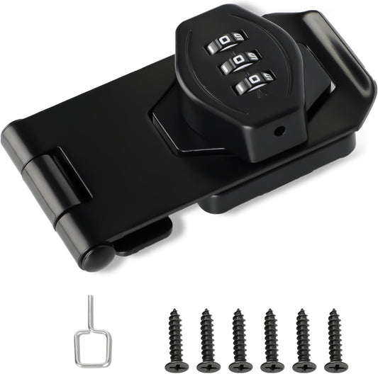 Password Rotary Hasp Locks, Digit Combination Lock Door Security Slide Latch Door Lock for Drawers, File Cabinets, Cabinets, Interior Doors, Barns, Garage Doors, Fence (3 Inch)
