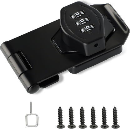 Password Rotary Hasp Locks, Digit Combination Lock Door Security Slide Latch Door Lock for Drawers, File Cabinets, Cabinets, Interior Doors, Barns, Garage Doors, Fence (4 Inch)