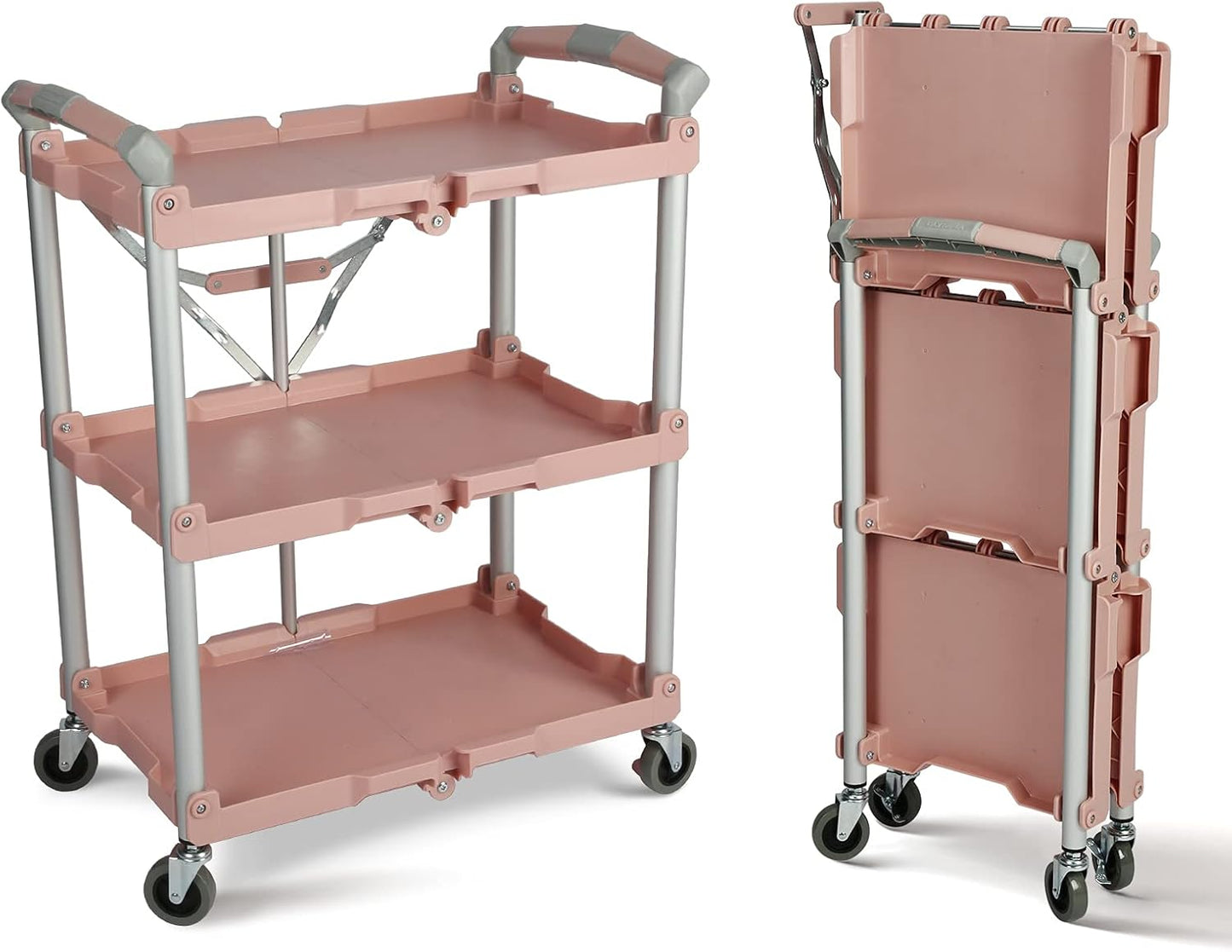 Olympia Tools 89-350 Pack-N-Roll Folding Collapsible Service Cart, 150LB Capacity, Rose