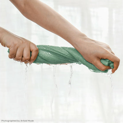 Artoid Mode Checkered Designed Cotton Light Green Terry Kitchen Dish Towels, 15x25 Inch Soft Absorbent Quick Drying Cleaning Tea Towels Set of 4