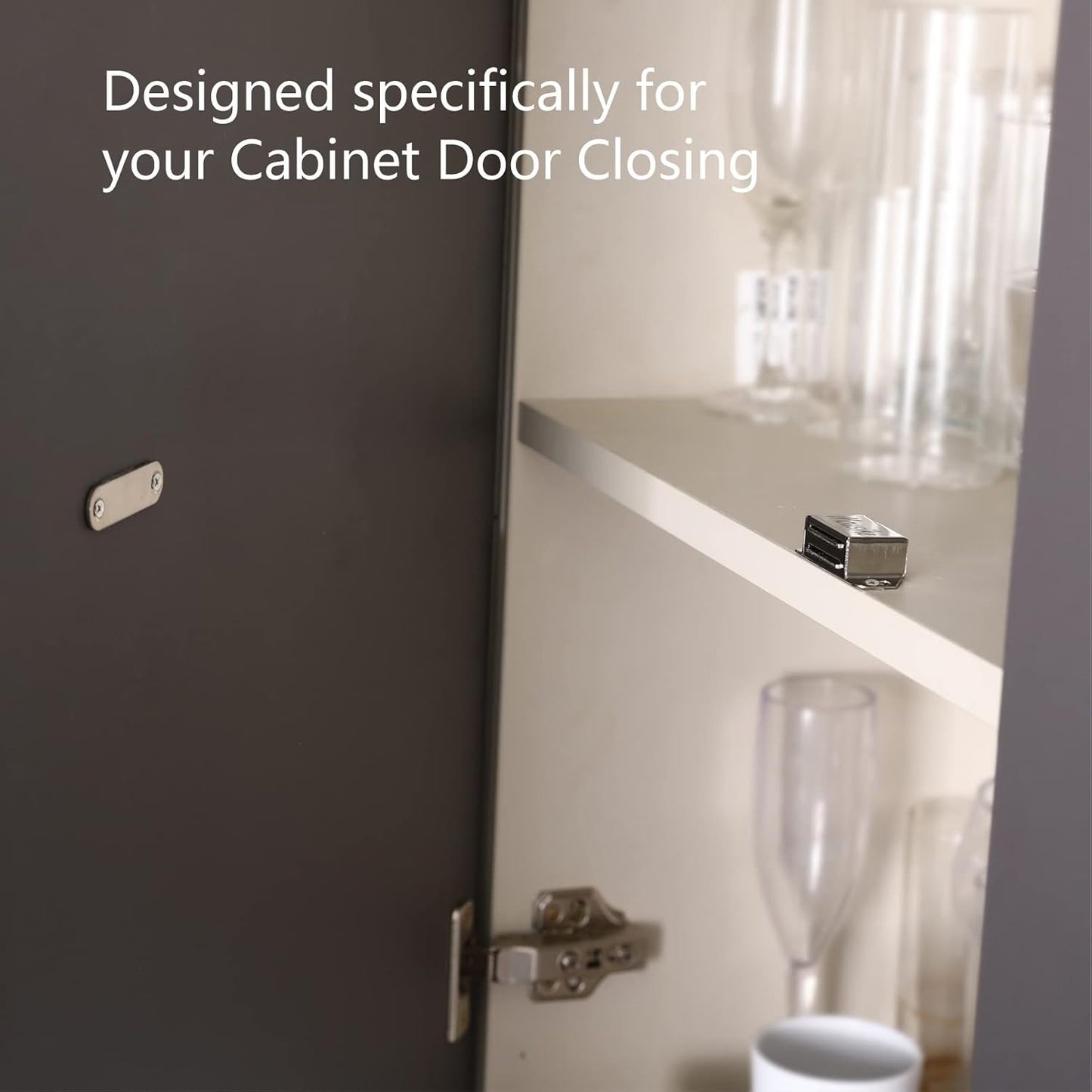 Mousike Cabinet Magnets 30lb Stainless Steel Magnetic Door Catch with Strong Magnetic for Kitchen Cupboard Wardrobe Closet Cabinet Door Drawer Latch(2.1"(Silver 6 Pack))