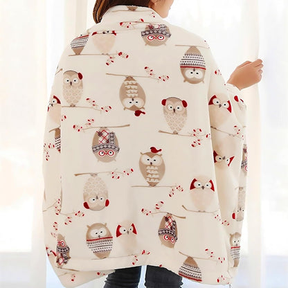 UKELER Owl Sherpa Fleece Blanket Queen Size 80''×90''- Ultra Soft Cozy Flannel Blanket for Bed/Couch/Sofa/Office/Camping, Great Gift for Women's Day,Mother's Day,Father's Day,Thanksgiving,Christmas