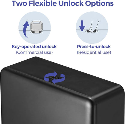 2-Pack Multifold Paper Towel Dispenser Wall Mount (Black) – Large Capacity C-Fold, Trifold, and Folded Commercial Hand Towel Holder for Bathroom & Restroom – Adhesive or Screw Mounted