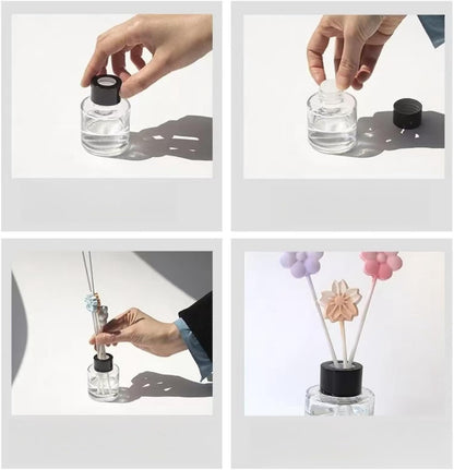 5 Pcs Reed Diffuser Bottle，50ml（1.7oz） Suitable for Household use，Reed Diffuser Base for Permanent Diffusion of Essential Oil or Spray,Cute Small Bottle Suitable for Small Spaces