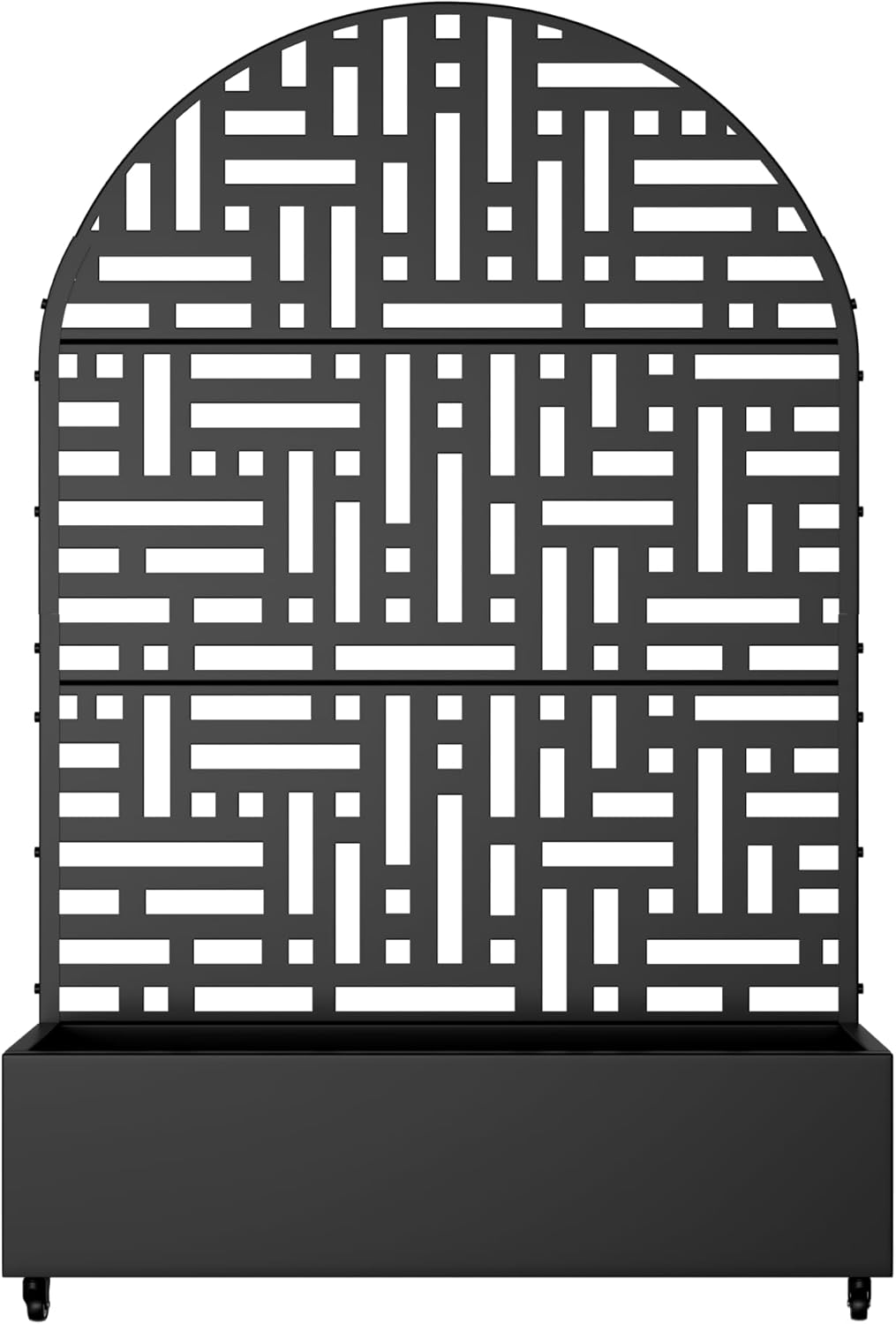 Casaphoria Metal Raised Garden Bed with Trellis and Wheels, 72"x47"x16" Planter Box for Climbing Plants, Vegetables & Vines, Features Drainage Holes and Privacy Screen (Black-Helen)