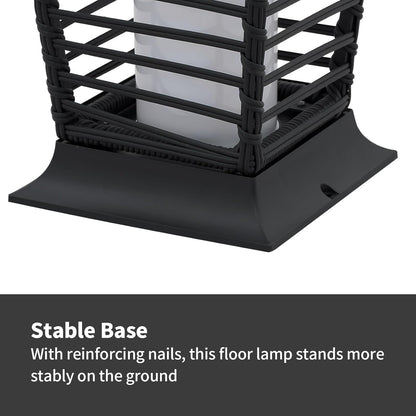 Outdoor Floor Lamp Weather-Resistant Outdoor Wicker Light Solar Powered Lantern Deck Lights for Patio Yard Garden
