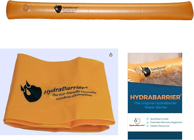 The Original HydraBarrier Ultra Flood Barrier –24 ft Long x 6 in High – Light, Reusable Sandbag Alternative – Flood Control & Diversion Tube for Home, Garage, Door & Property Protection