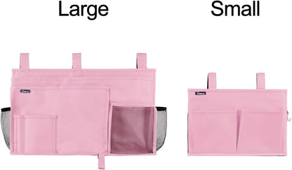 Surblue Caddy Hanging Organizer Bedside Storage Bag for Bunk and Hospital Beds, Pink, Small